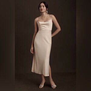 BHLDN Cali Satin Charmeuse Midi Dress